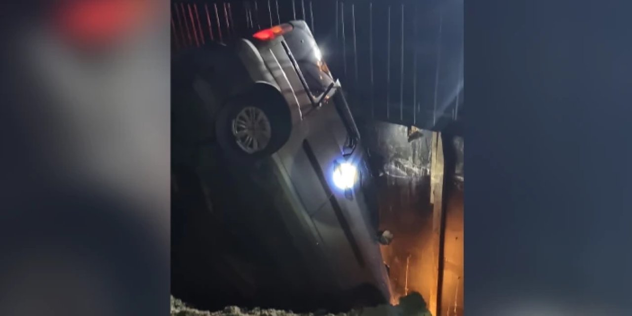 Trabzon Araklı'da araç kanala düştü! 1 kişi yaralandı