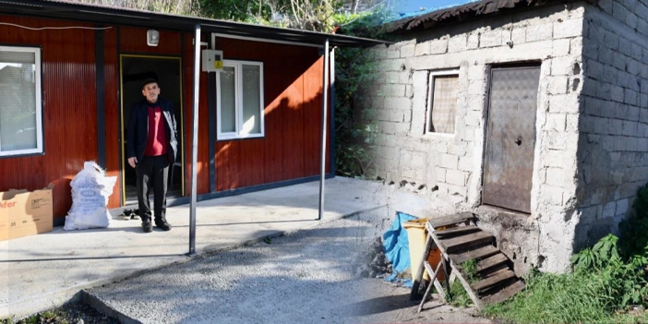 Trabzon'da Ortahisar Belediyesi yaşlı adamın barınma sorununu çözdü