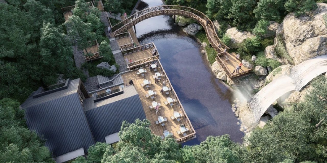 Çağlayan Şelalesi Projesi'nde 60 metrelik bağlantı yolu çalışması başladı