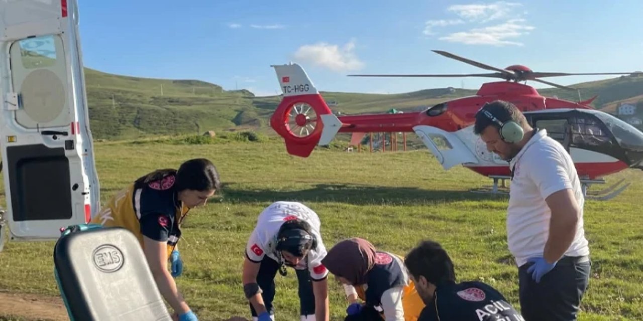 Trabzon'da Beypınarı Yaylası’nda ayağı kırıldı! Ambulans helikopter 15 dakikada imdadına yetişti