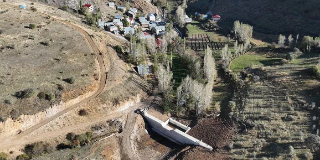 Bayburt Alaca Köyü taşkın kontrol inşaatında sona gelindi