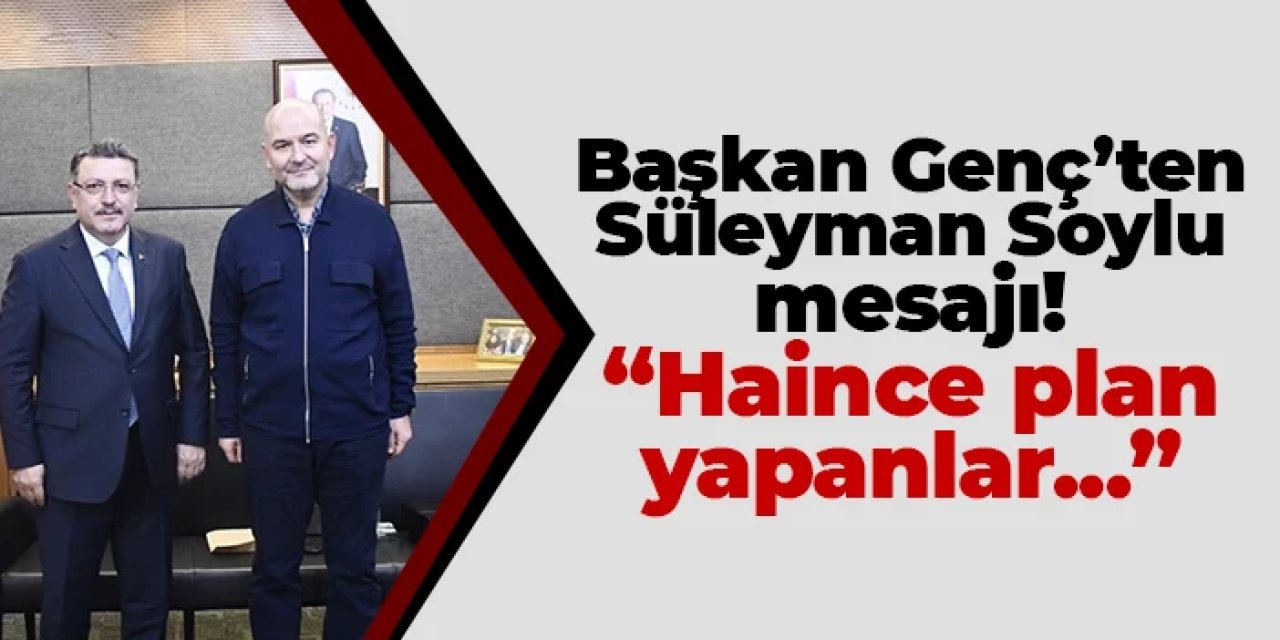 Başkan Genç'ten Süleyman Soylu mesajı! "Haince plan yapanlar..."