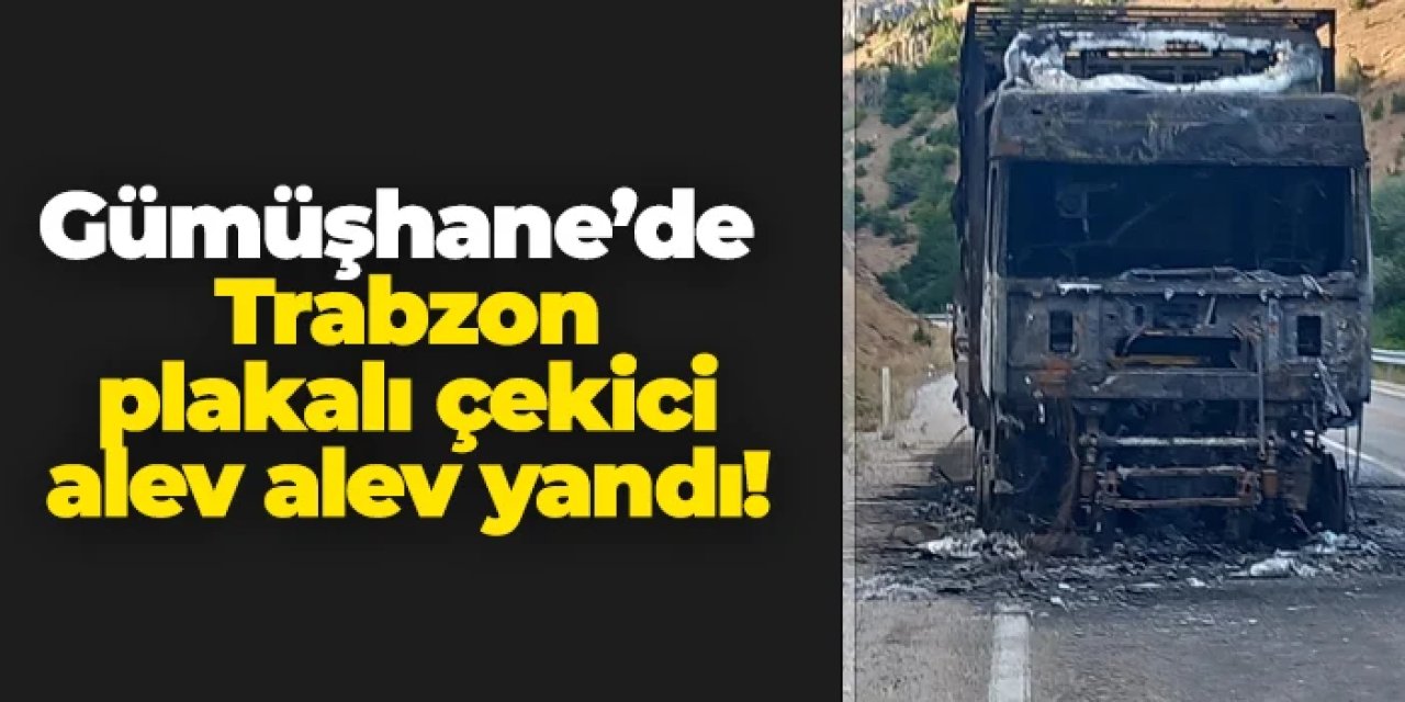 Gümüşhane’de Trabzon plakalı çekici alev alev yandı!