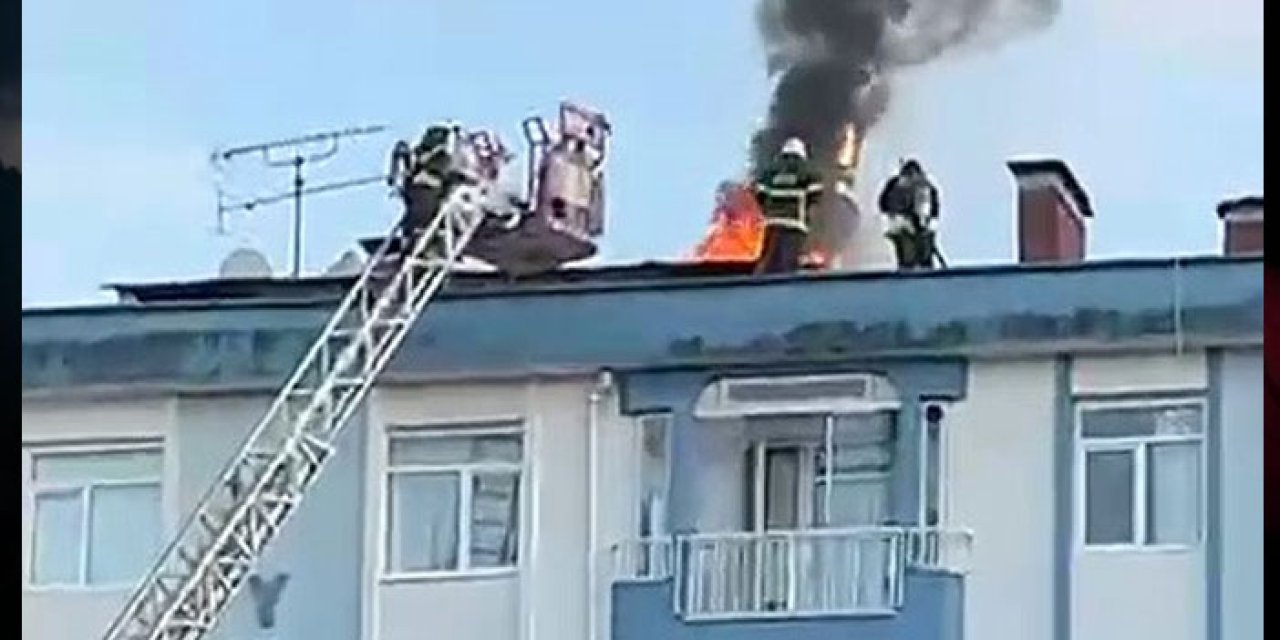 Ordu’da membran tadilatı sonrası çatı yangını