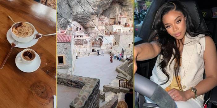 Onana'nın eşi Kamayou Trabzon turunda: Hamsiköy sütlacını yedi, Sümela'yı gezdi