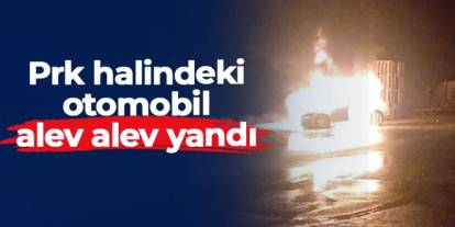 Çorum'da park halindeki otomobil alev alev yandı!