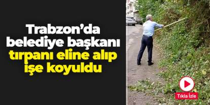 Trabzon'da belediye başkanı tırpanı eline alıp işe koyuldu